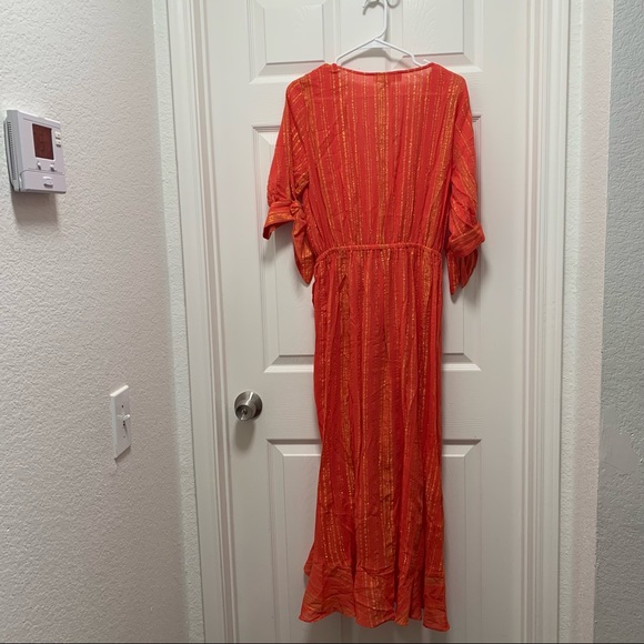 NWT MICHAEL MICHAEL KORS Metallic Crepe Ruffled Wrap Dress - Picture 9 of 13